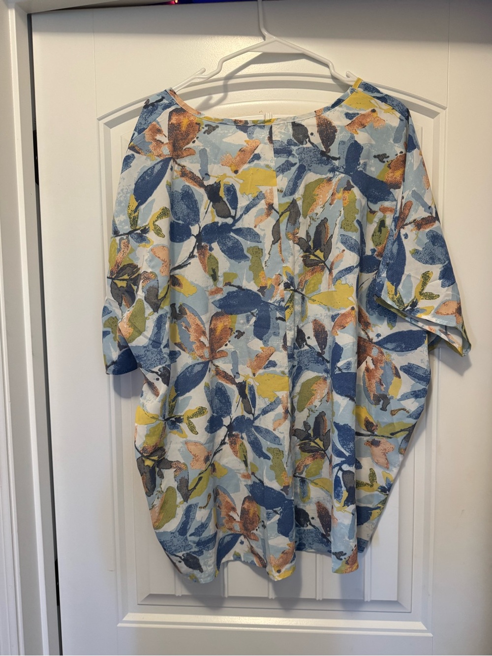 JODIFL Light Blue Floral Print V-Neck Tunic